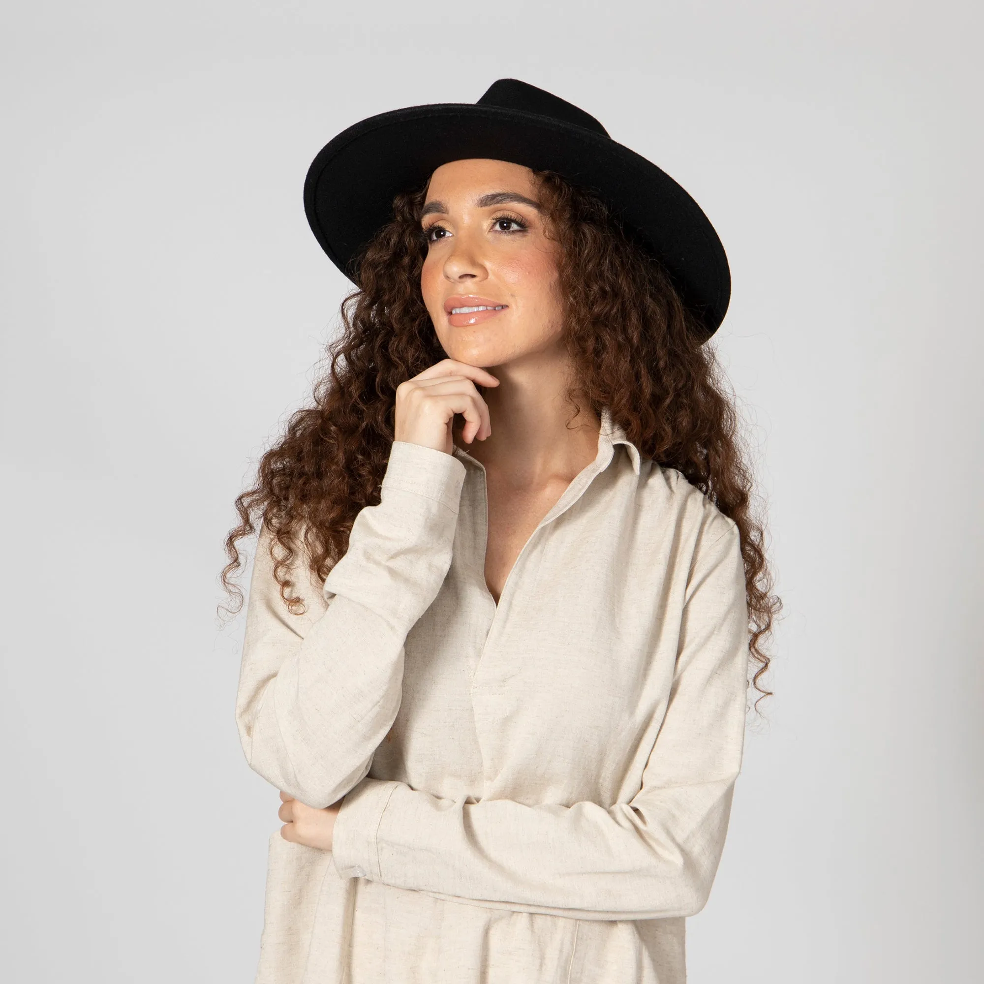 Women's Faux Felt Wide Brim Fedora