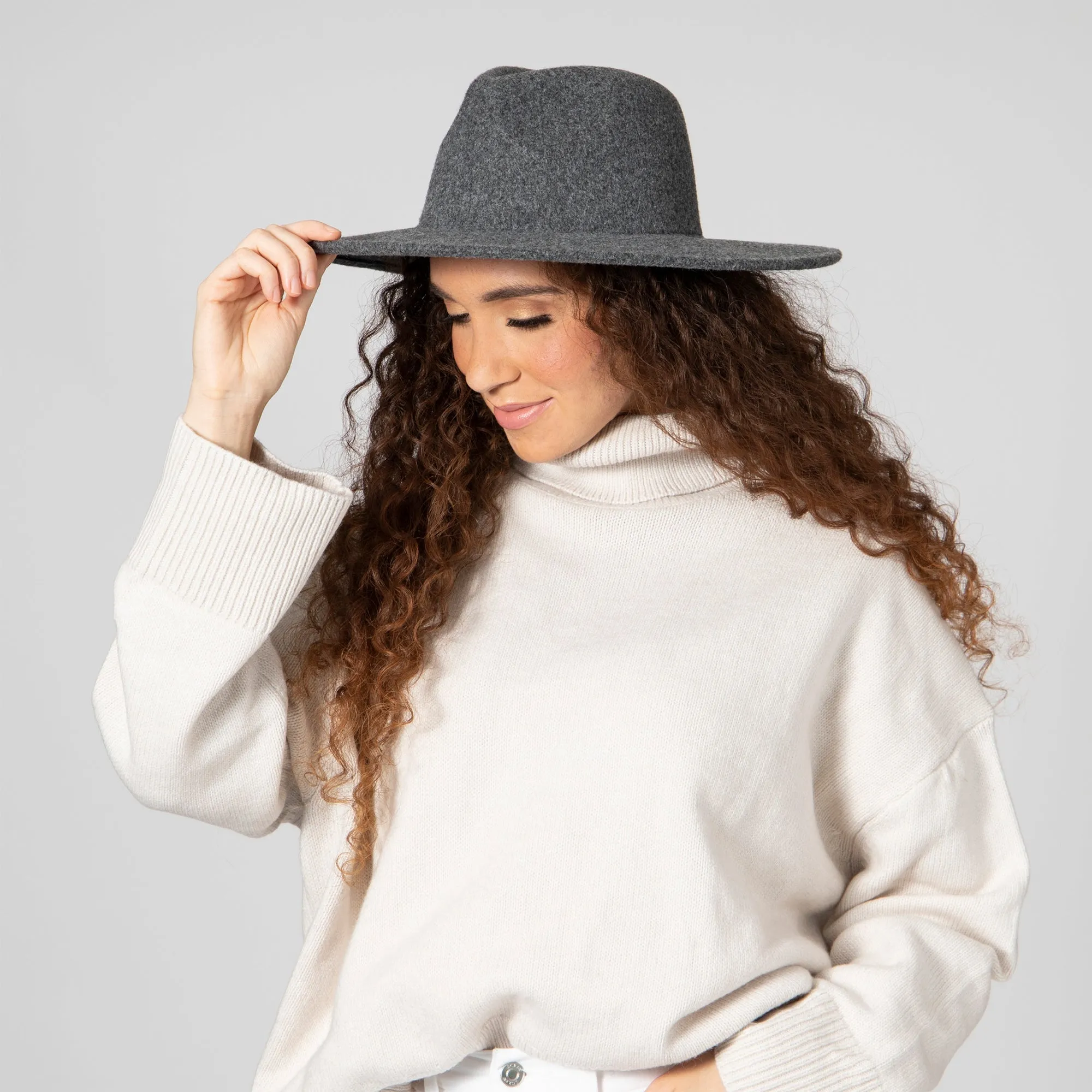 Women's Faux Felt Wide Brim Fedora