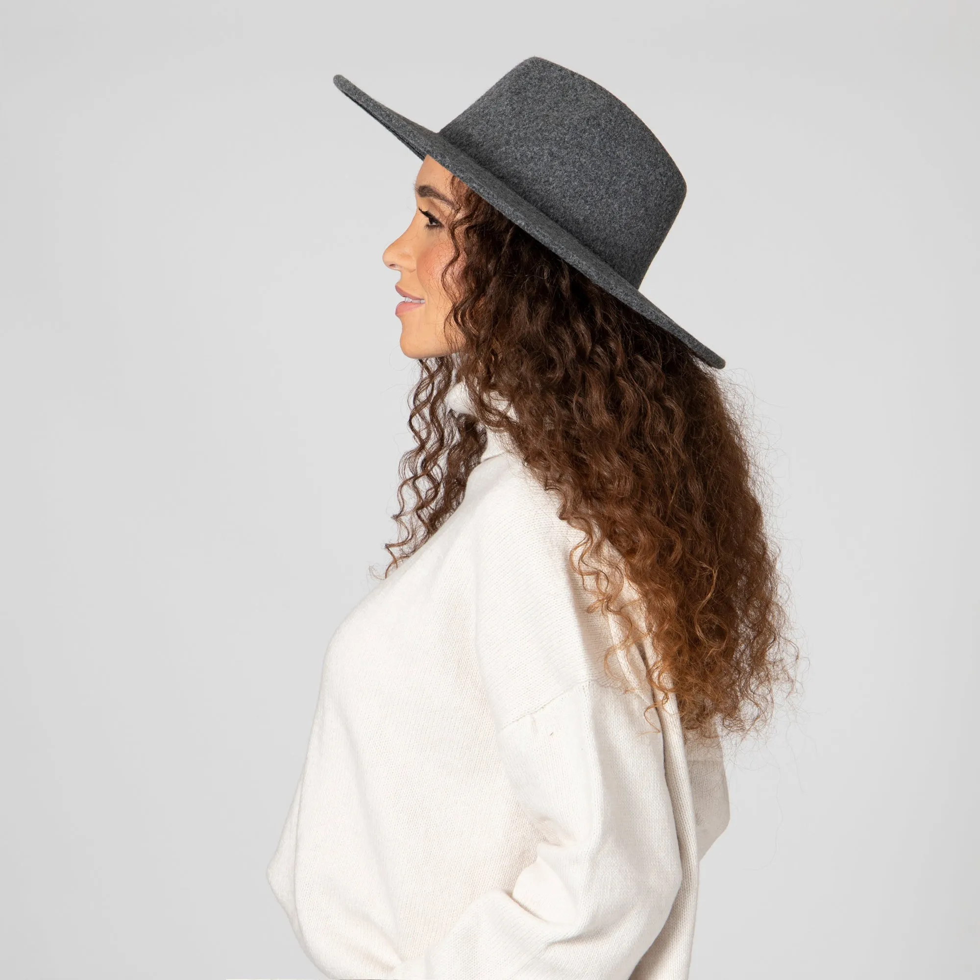 Women's Faux Felt Wide Brim Fedora