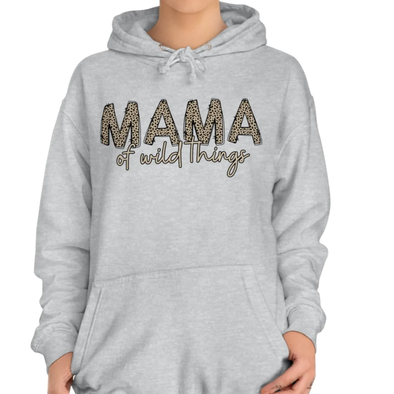 Women's Leopard Print 'MAMA of Wild Things' Hoodie Sweatshirt