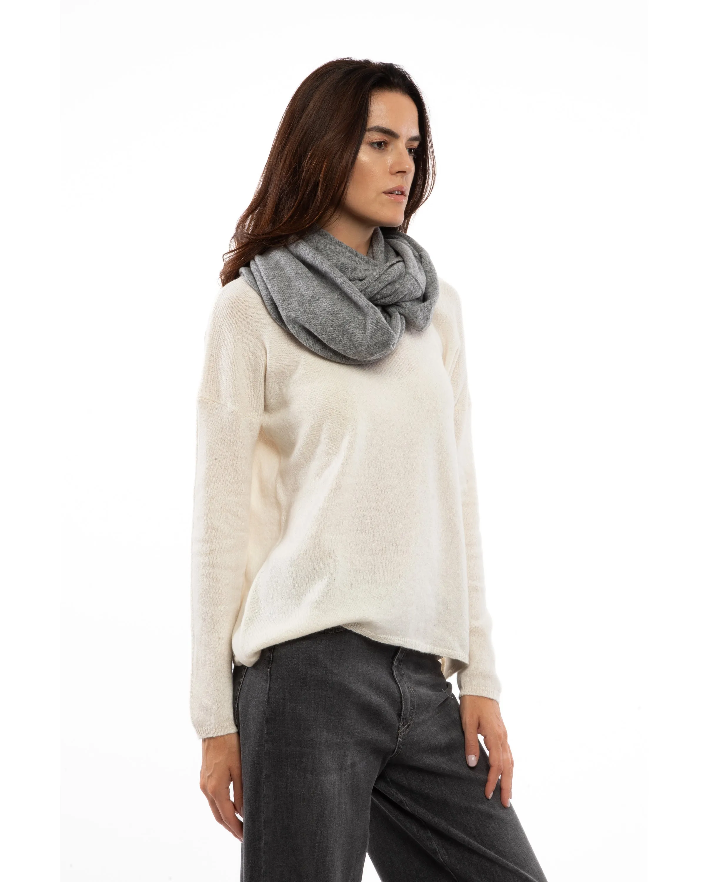 Women's Maxi Cashmere Neck Scarf Milk White