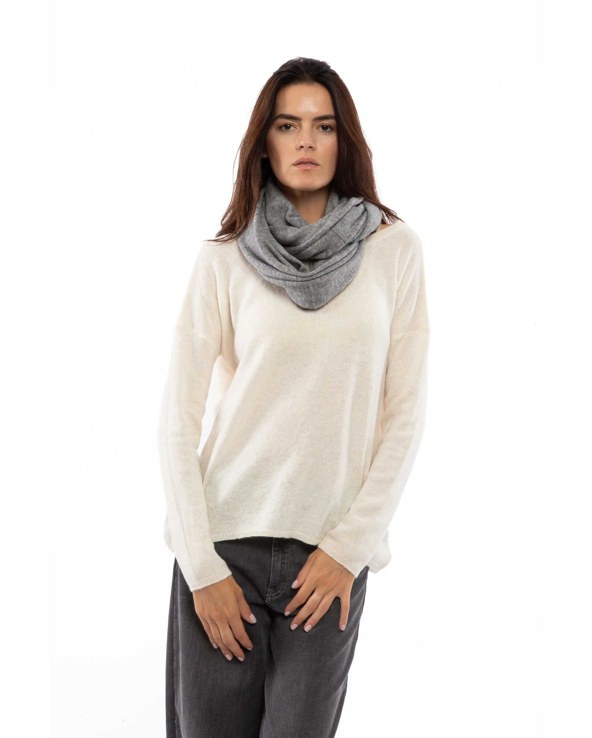 Women's Maxi Cashmere Neck Scarf Milk White
