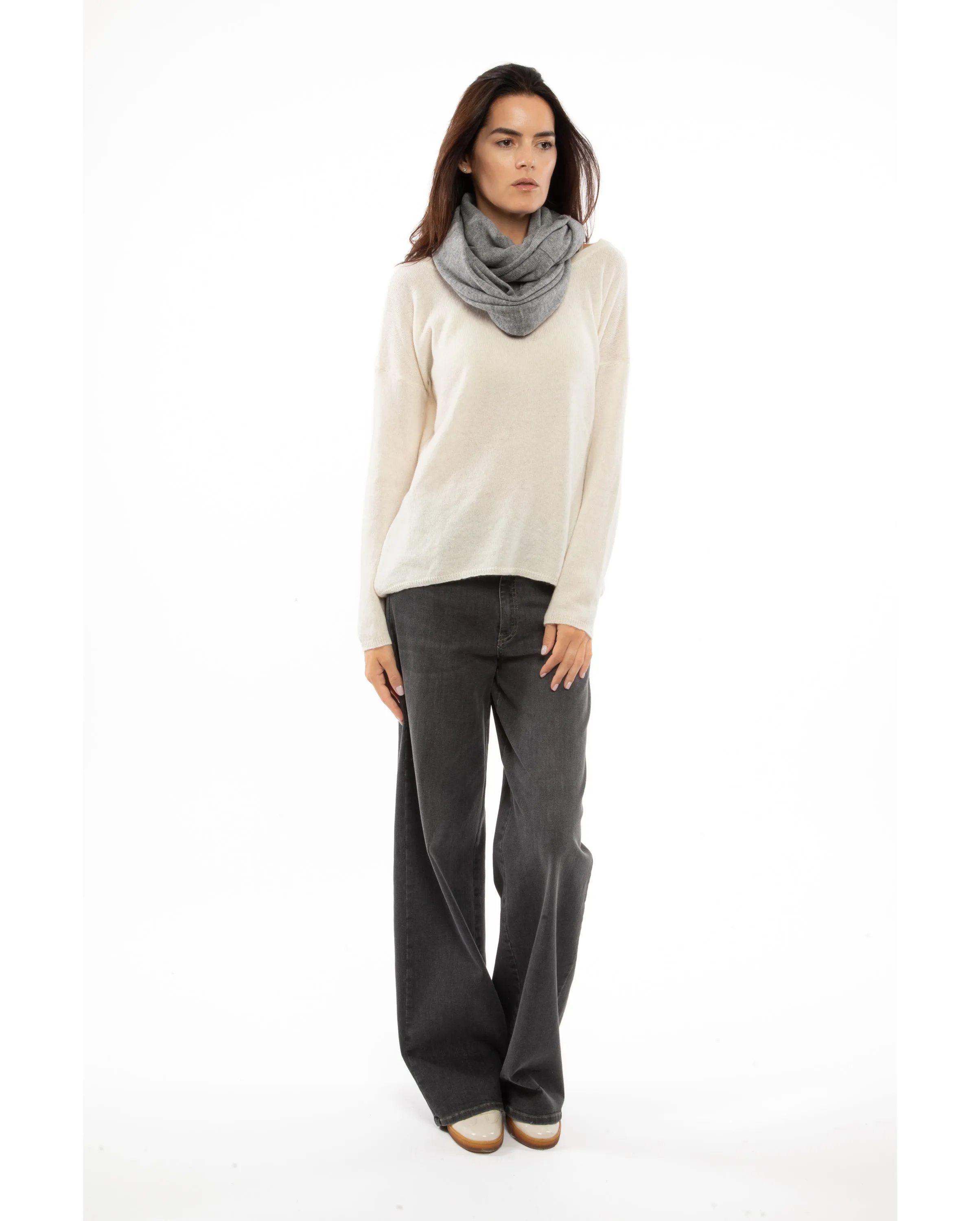 Women's Maxi Cashmere Neck Scarf Milk White