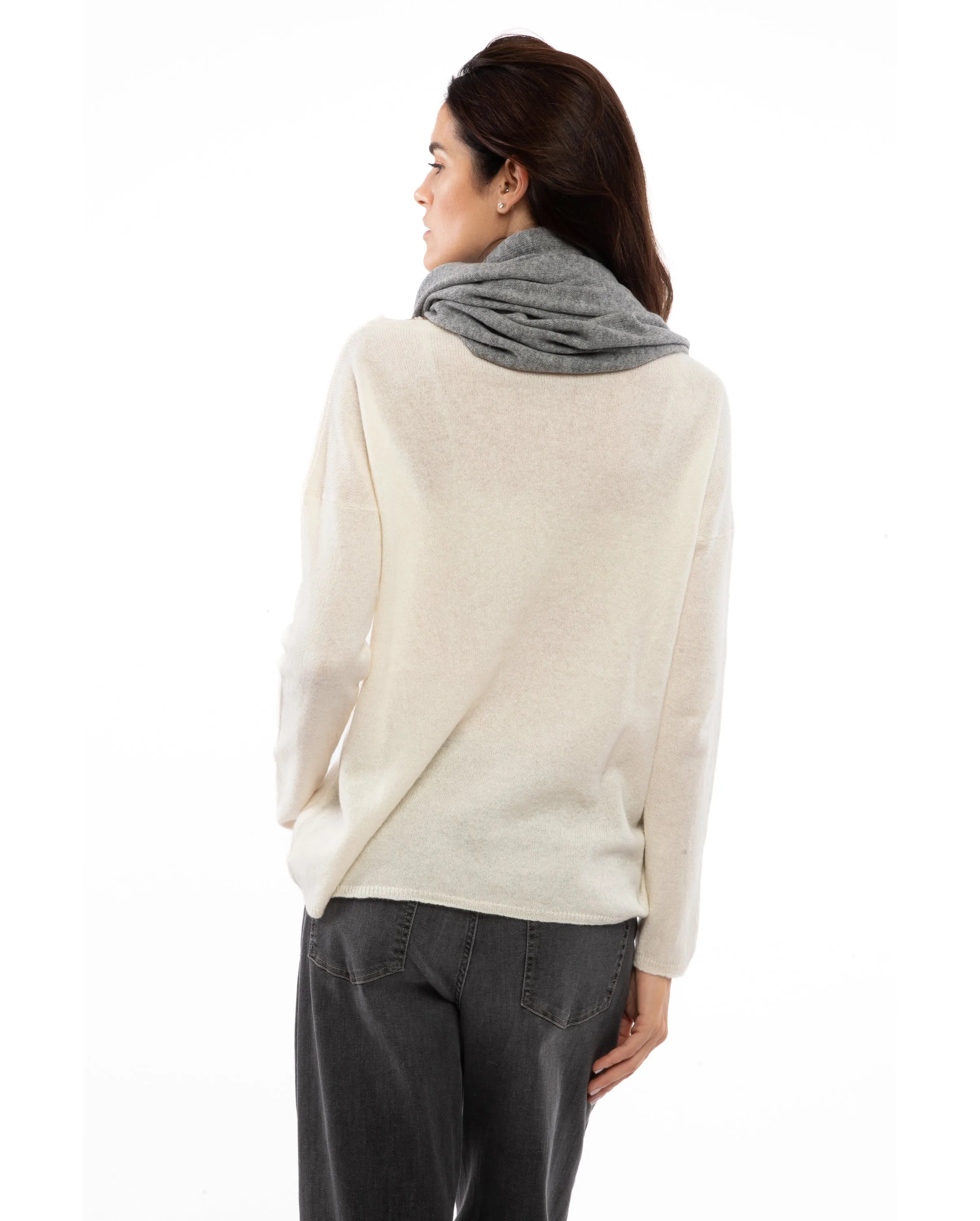 Women's Maxi Cashmere Neck Scarf Milk White